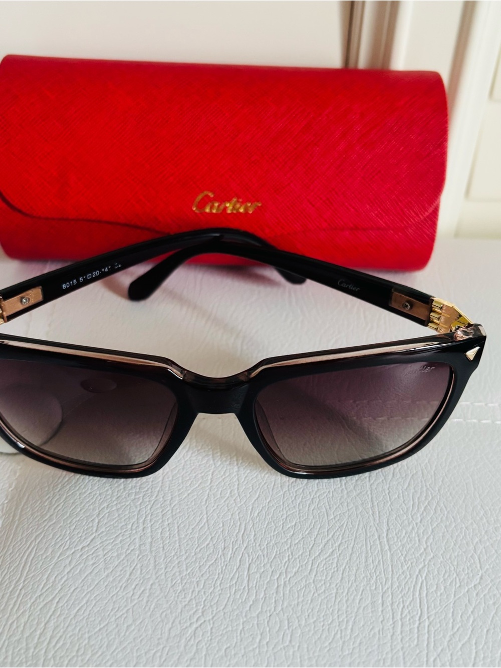 Cartier dark brown Sunglasses with Red Case